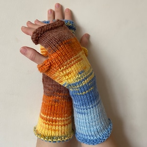 Guantes sin dedos, calentadores de brazos, guantes sin dedos acrílicos de punto a mano
