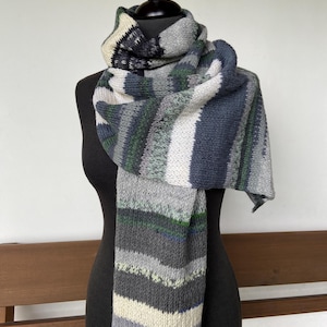 Knitted grey Scarf Oversize Neck Warmer Women Shawl Unique Extra Large Winter Accessory Winter Fashion Unisex Colorful striped scarf 80 in
