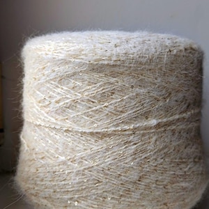 Alpaca yarn on cone merino yarn Knitting yarn Sequins yarn Cream  Luxury selection Italian yarn