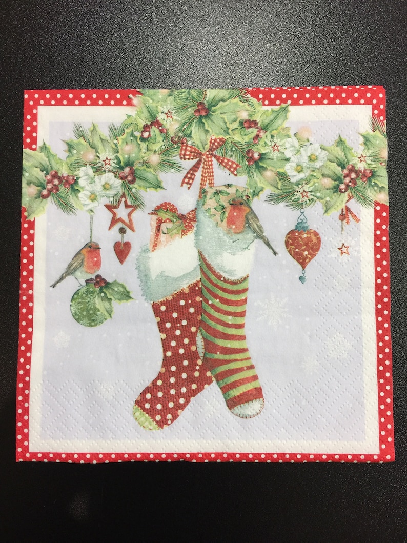 Christmas Paper Napkins For Decoupage Set 4 Holiday Napkins Etsy