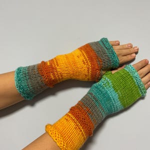 Guantes sin dedos, calentadores de brazos, guantes sin dedos acrílicos de punto a mano