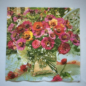 Paper Napkins For Decoupage Set 4 Floral Napkins Violet Purple