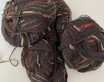 Scrappy socks yarn - Wool blend sock yarn - Superwash yarn - Fingering yarn - Knitting wool yarn - Brown Socks yarn