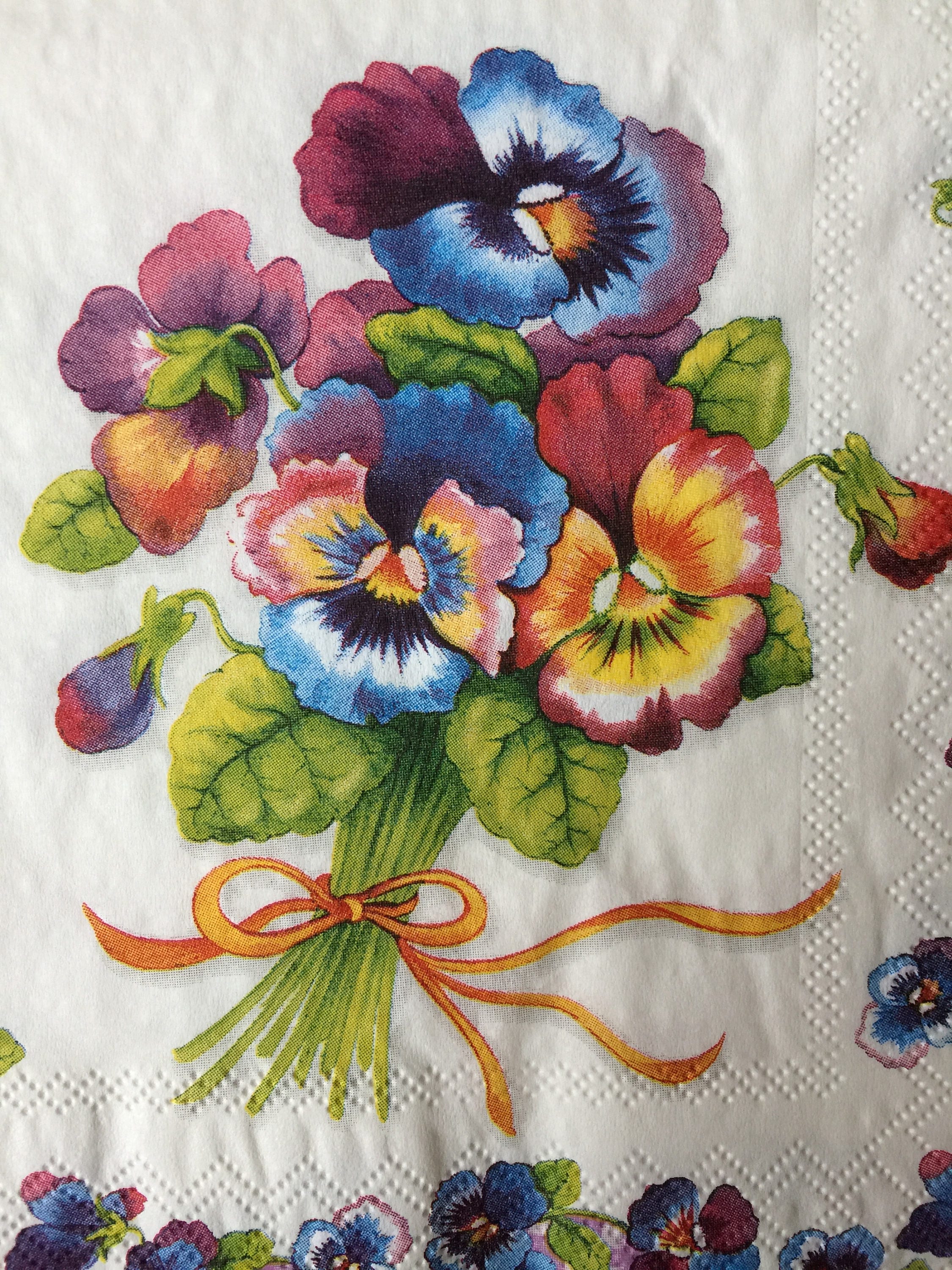 Decoupage Napkins Paper Napkins Pansies Set 4 Floral Napkins Etsy