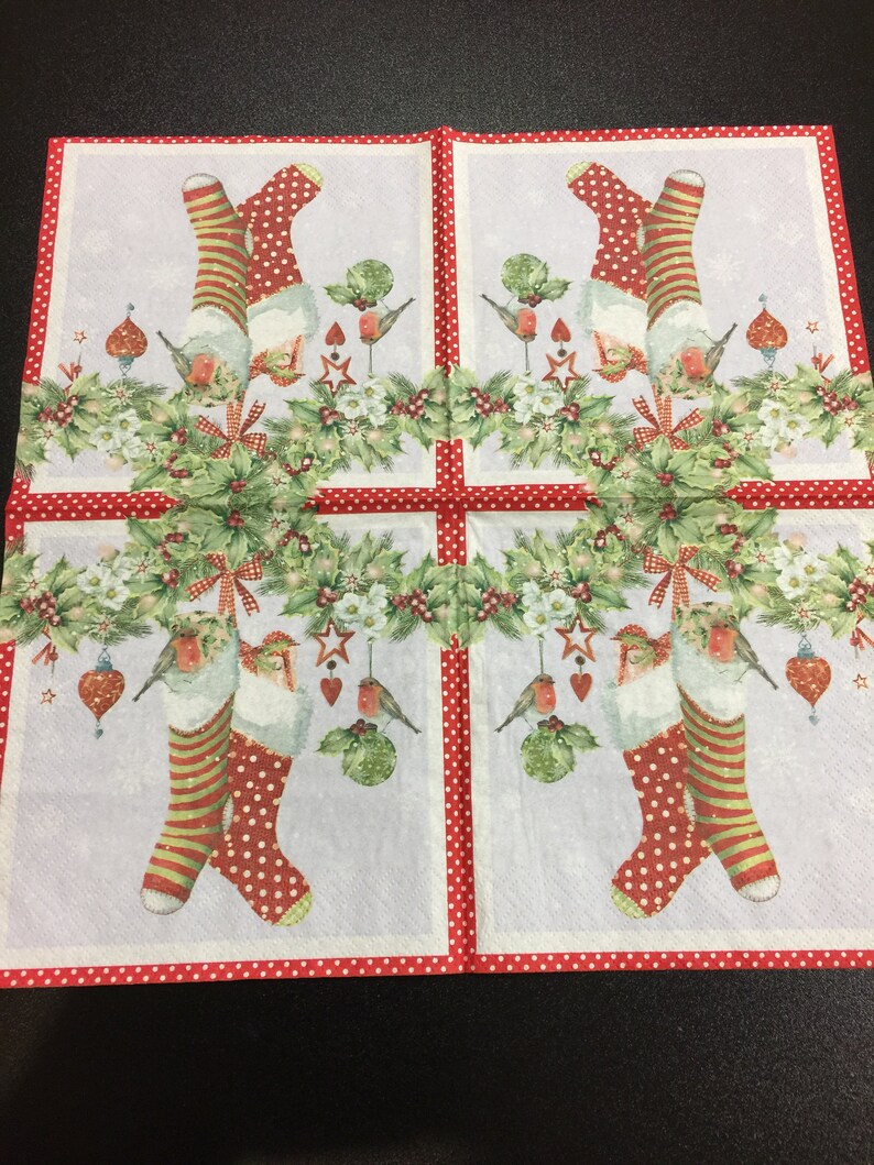 Christmas Paper Napkins For Decoupage Set 4 Holiday Napkins Etsy