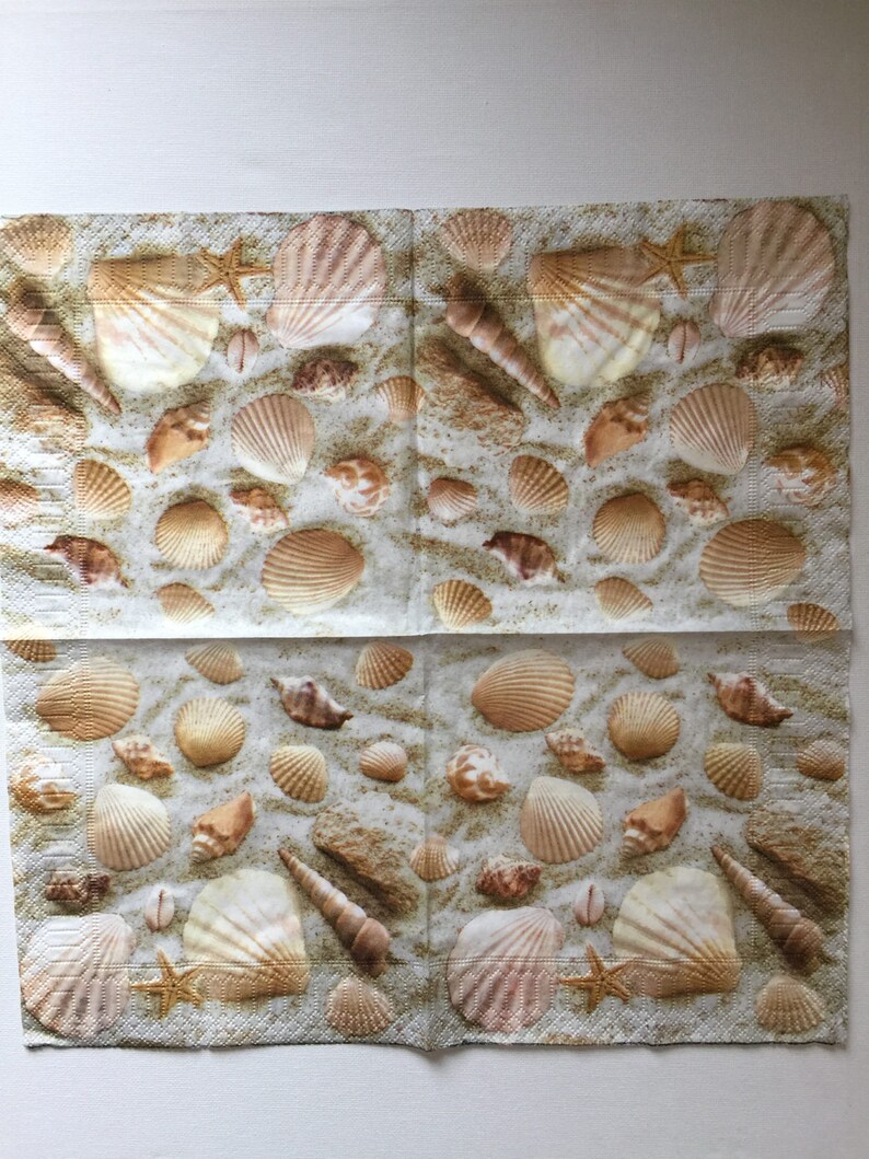 Paper Napkins for Decoupage Set 4 Shells Etsy
