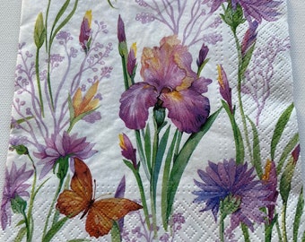 Paper Napkins For Decoupage Set of 4 Floral Napkins