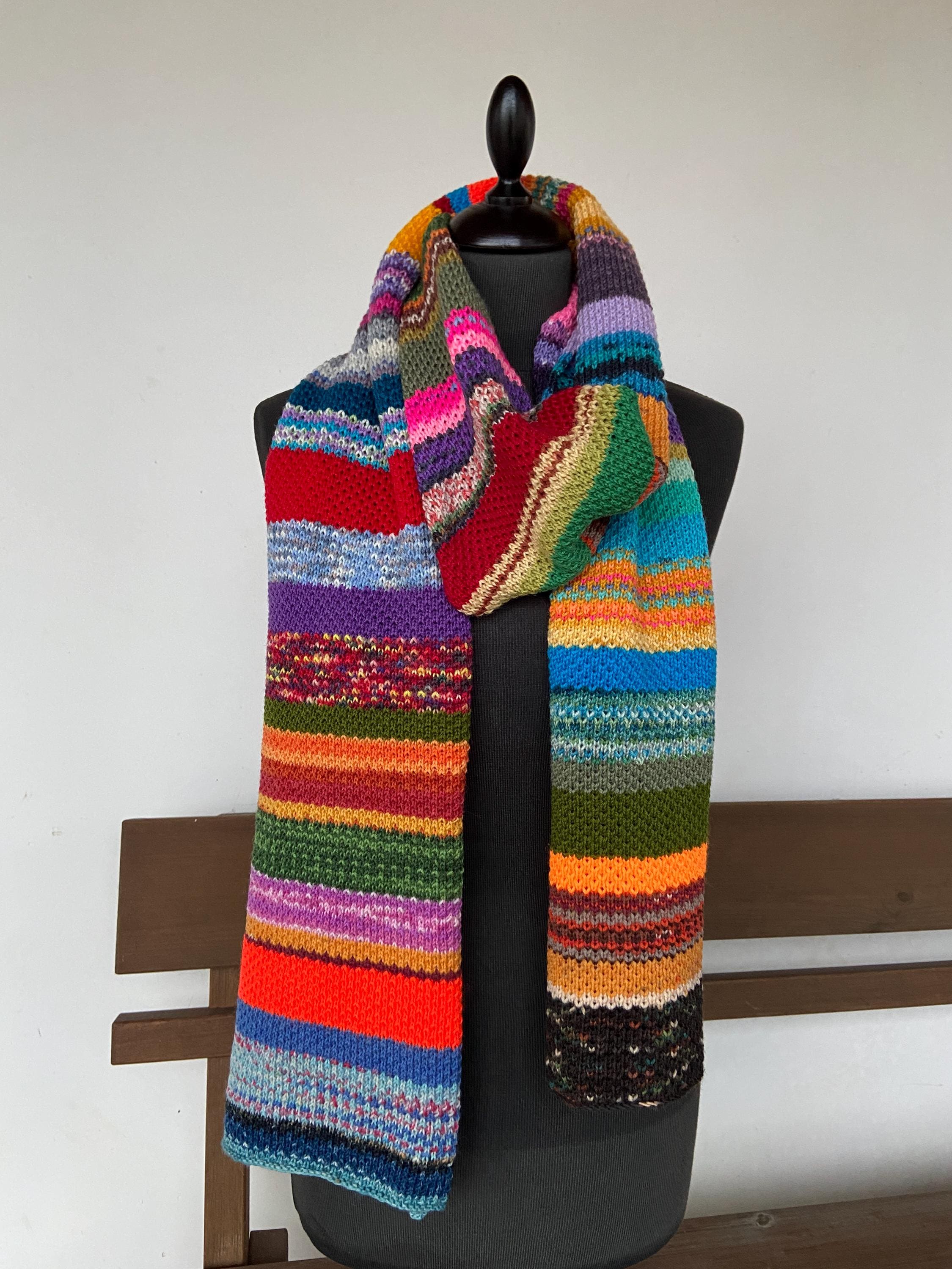 Knitted Multi Color Scarf Women Large Winter Accessory Fashion Colorful ...
