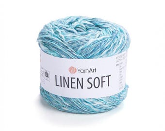 YarnArt Linen Soft 100 g/ 272 m Sparkly Summer Linen Yarn, Cotton Yarn, Cotton Blend Yarn, Soft Color Yarn, 3.52 Oz, 297.48 yds