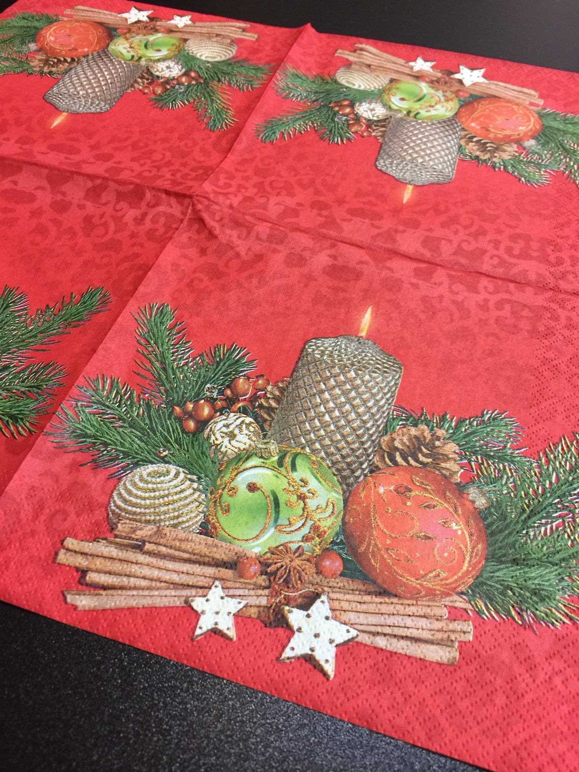 Christmas Paper Napkins For Decoupage Set 4 Christmas Balls Etsy
