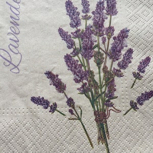Paper Napkins For Decoupage Set 4 Lavender on Beige Rustic Wedding Napkins Dining Napkins
