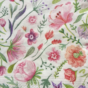Paper Napkins for Decoupage Floral Napkins Set 4
