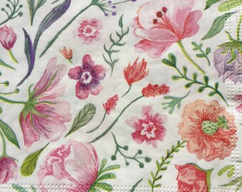 Paper Napkins for Decoupage Floral Napkins Set 4