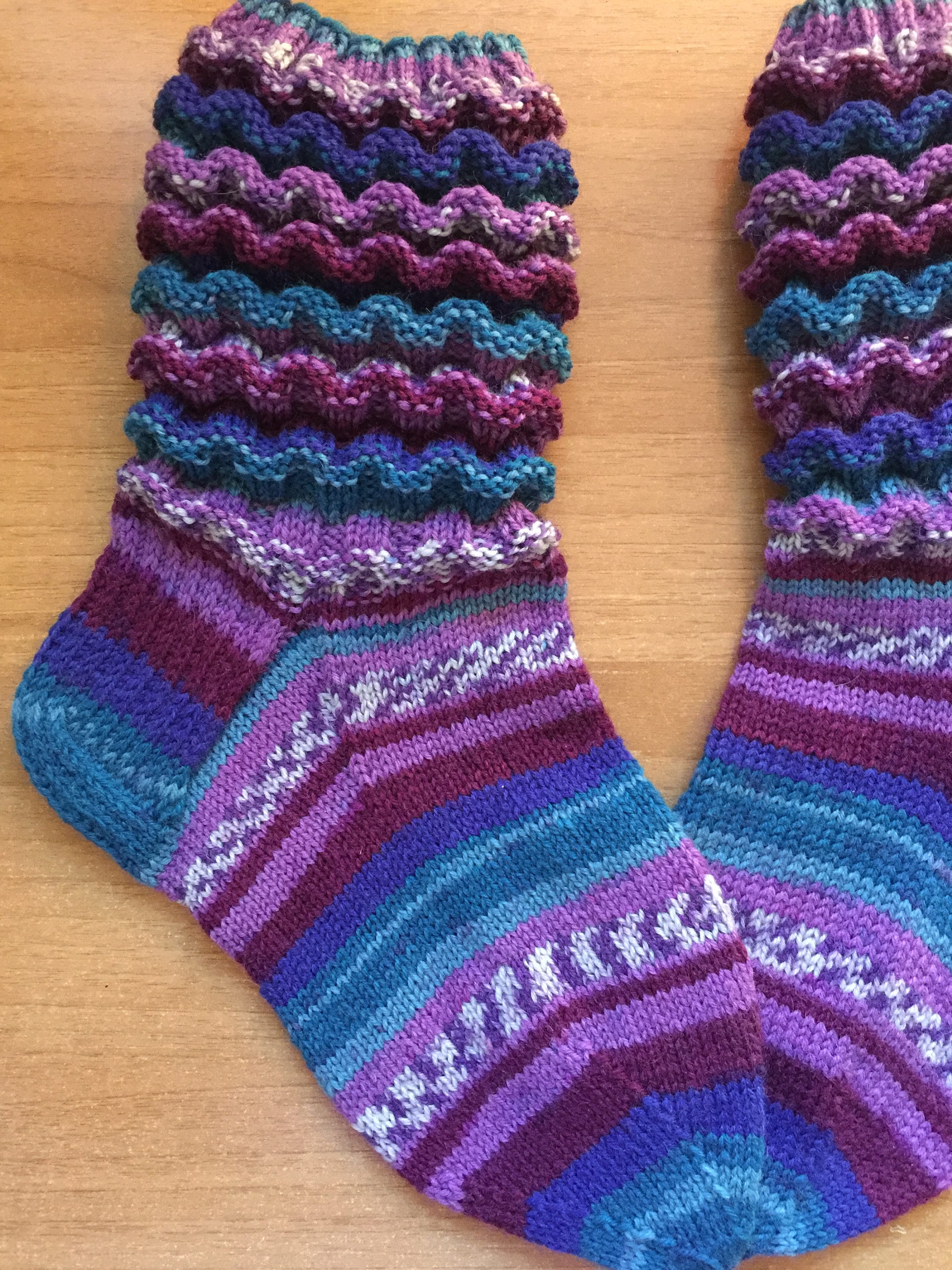Women Socks Wool Socks Hand Knit Socks Purple Blue Mix Gift for Her