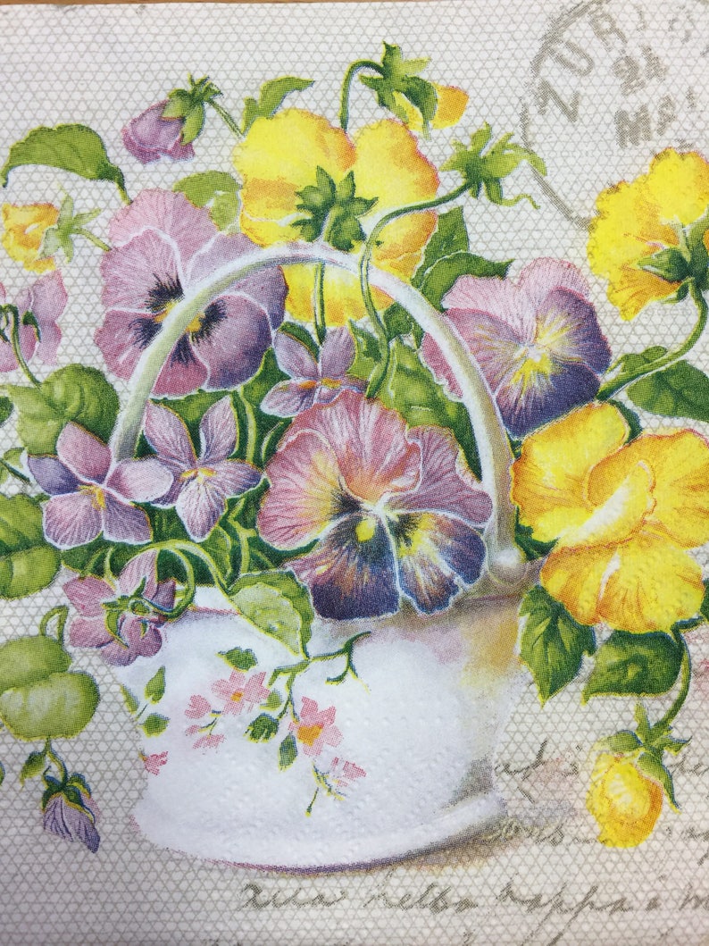 4 Paper Napkins for Decoupage Set Floral Napkins Garden Flower Etsy