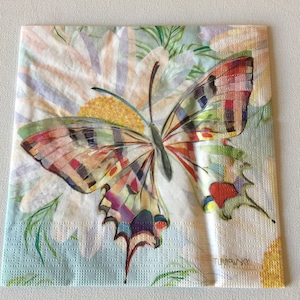 Papierservietten für Decoupage-Set, 4 bunte Servietten mit Schmetterlingsmotiv