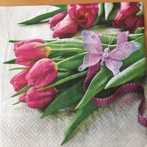 Tovaglioli Di Carta Per Decoupage Set 4 Tovaglioli Tulipani Festa Della Mamma