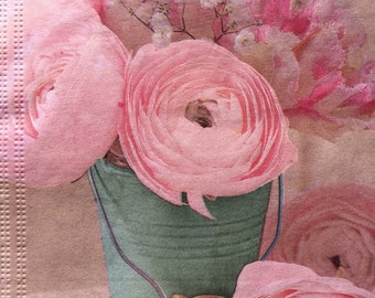 Paper Napkins For Decoupage Set 4 Pink Roses