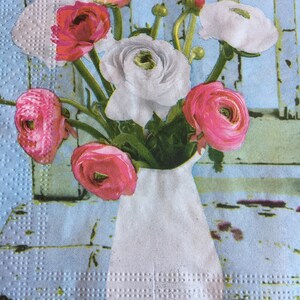Paper Napkins For Decoupage Set 4 Floral Napkins Pink White Flower