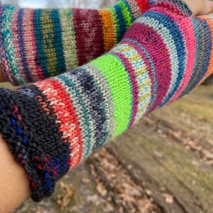 Fingerless Gloves, Arm Warmers, Hand Knit Fingerless Gloves Colorful Striped image 6