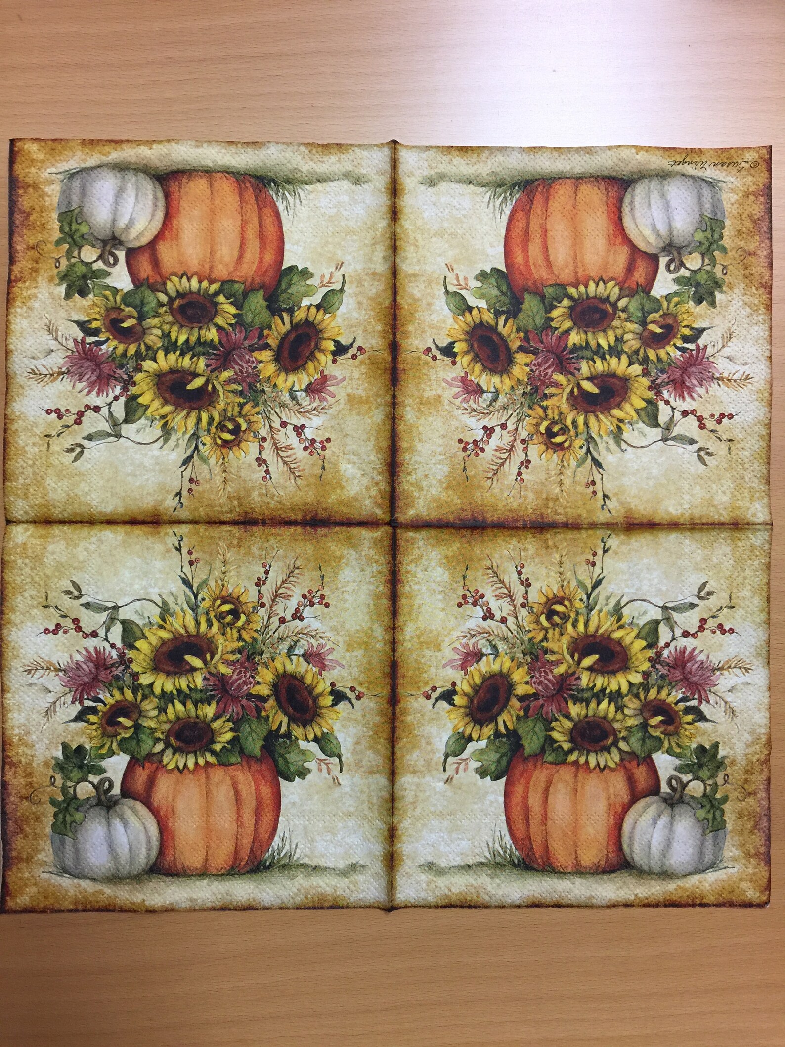 Paper Napkins For Decoupage Autumn Pumpkin Set of 4 Craft Etsy