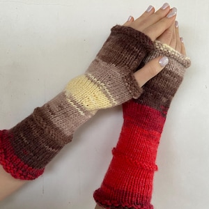 Guantes sin dedos, calentadores de brazos, guantes sin dedos acrílicos de punto a mano