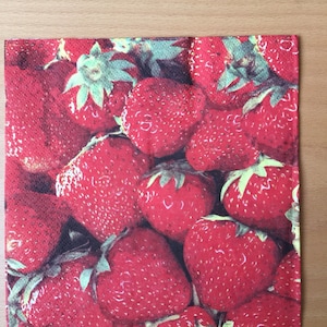 Paper Napkins for Decoupage Party Napkins Set 4 Strawberries