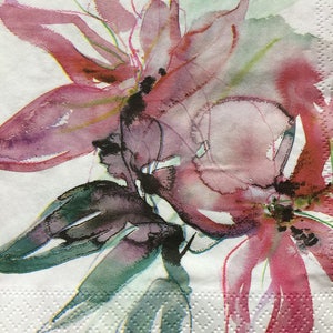 Tovaglioli di carta Tovaglioli per decoupage Set 4 Fiori ad acquerello