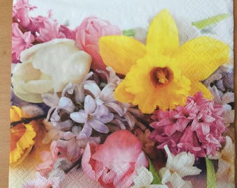 Servilletas de papel Servilletas Decoupage Set 4 Servilletas Flores Primaverales
