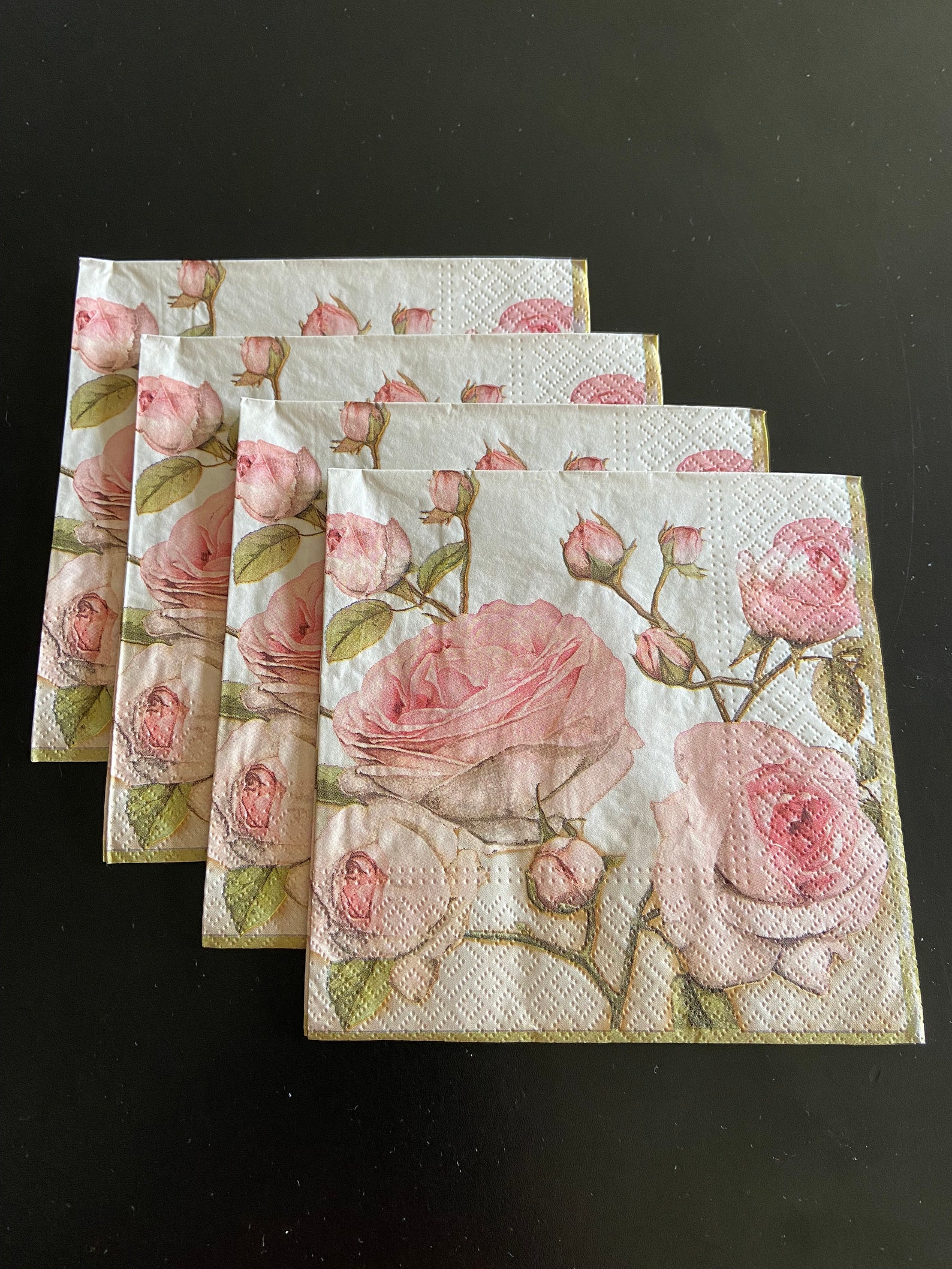 Paper Napkins for Decoupage Napkins Set 4 Pink Roses - Etsy
