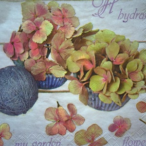 Servilletas de papel para Decoupage Set 4 Servilletas Florales Hortensia