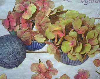 Servilletas de papel para Decoupage Set 4 Servilletas Florales Hortensia