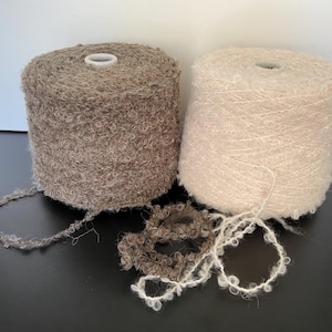 Big boucle yarn on cone Kid mohair wool yarn Knitting yarn Brown boucle yarn Cream boucle Luxury selection Italian yarn Grey boucle yarn