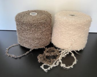 Hilo de bouclé grande en cono Lana de mohair para niños Tejido Marrón Crema Gris Selección de lujo Hilo italiano