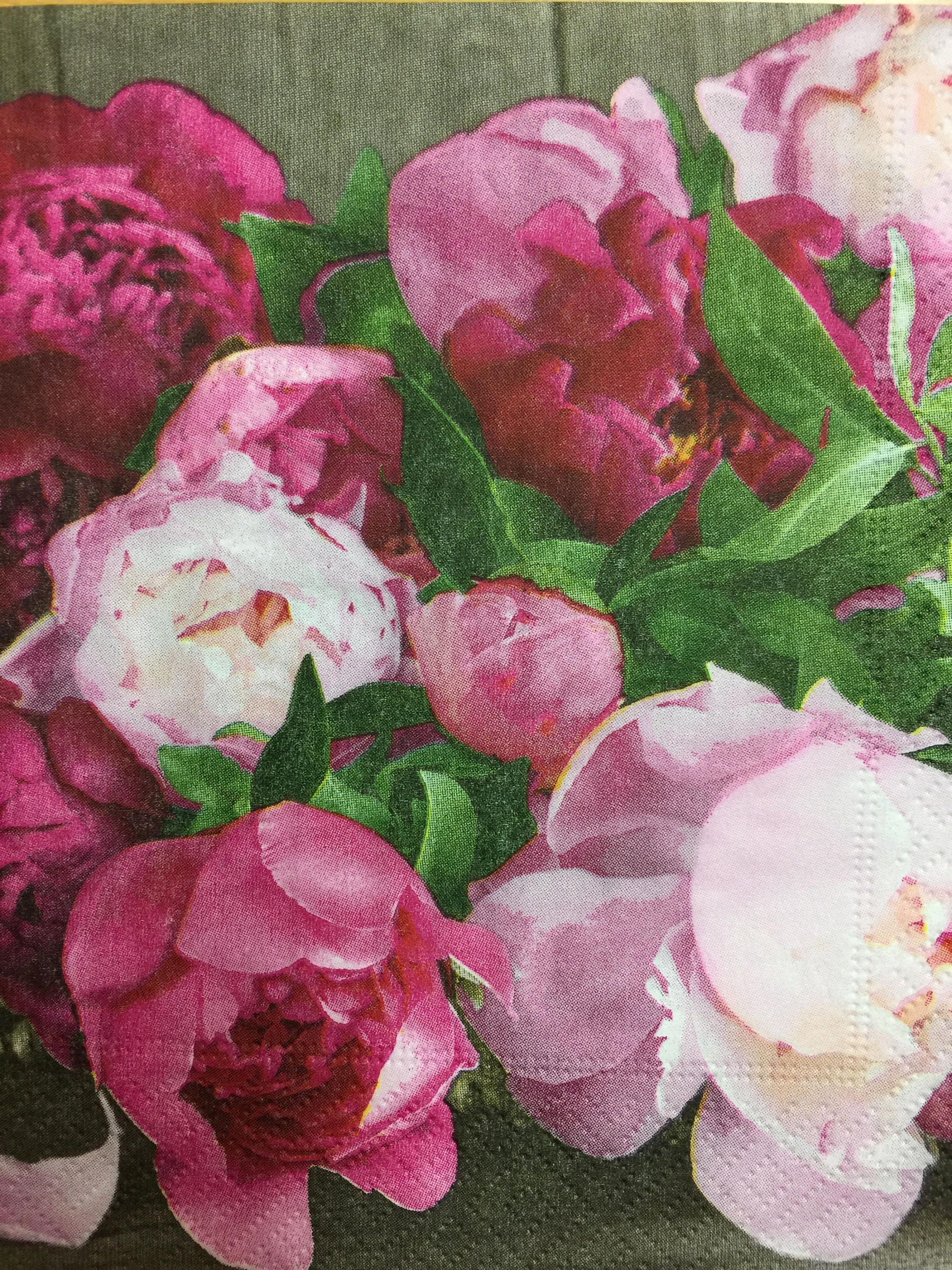 Paper Napkins For Decoupage Peony Set of 4 Floral Napkins Etsy