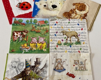 Servilletas de papel para decoupage Set 7 servilletas colección