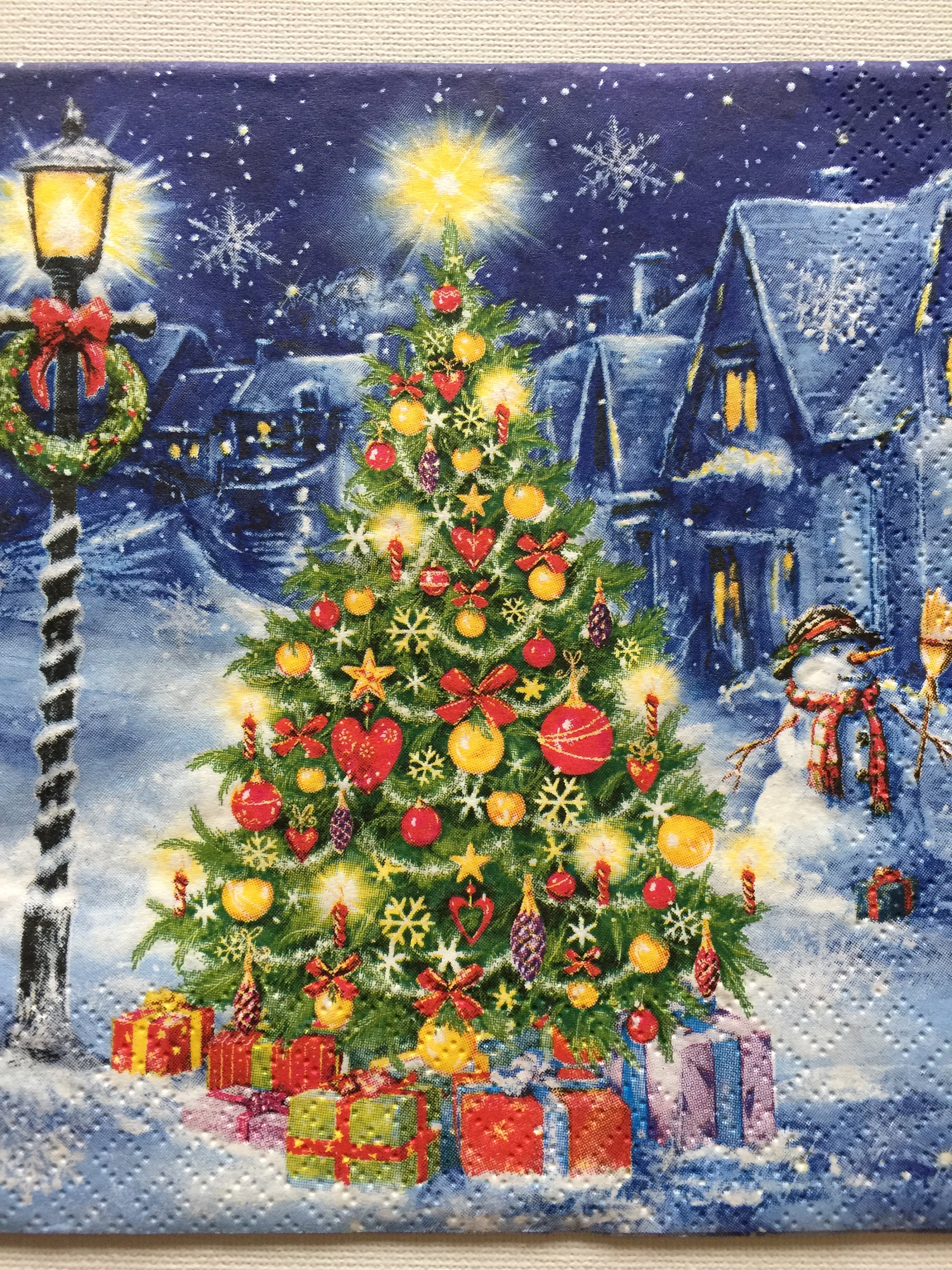 Christmas Tree Paper Napkins For Decoupage Set 4 Winter Etsy