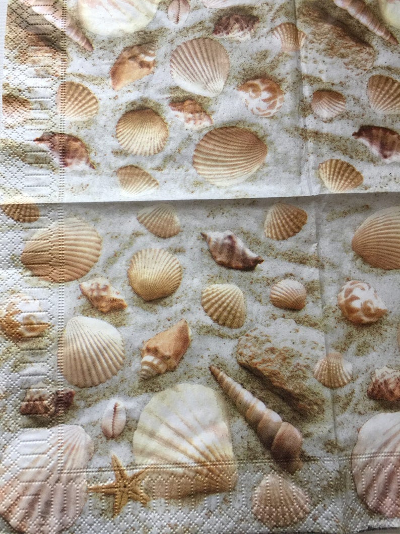 Paper Napkins for Decoupage Set 4 Shells Etsy