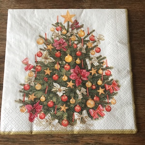 Paper Napkins For Decoupage Set 4 Christmas Tree Napkins Craft Supplies