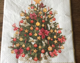 Paper Napkins For Decoupage Set 4 Christmas Tree Napkins Craft Supplies