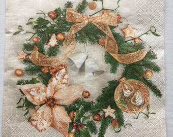 クリスマスリースデコパージュ作品 クリスマスリースデコパージュ作品