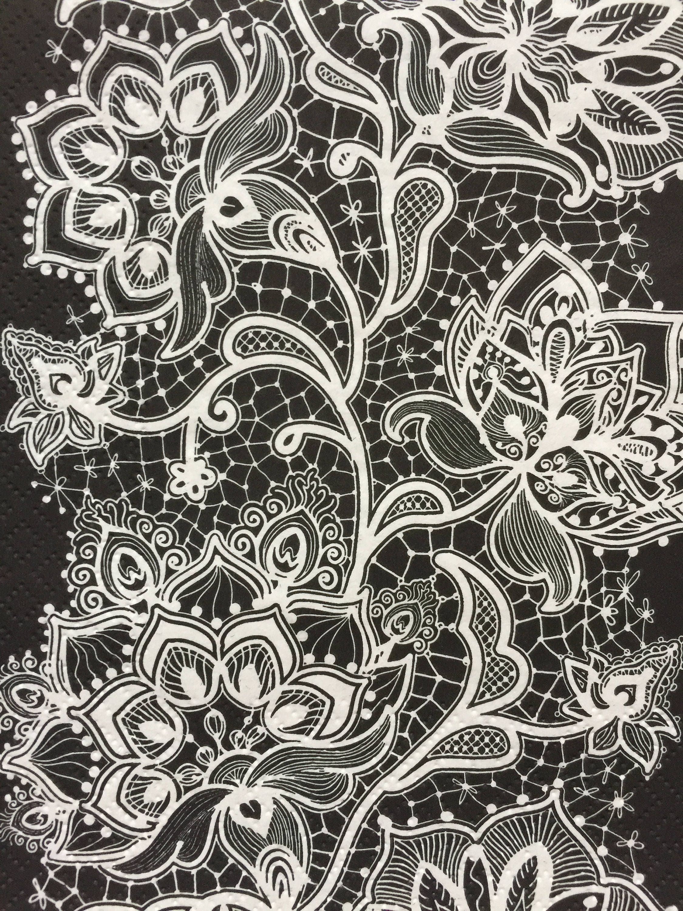 Paper Napkins For Decoupage Black And White Lace Set 4 Wedding Etsy