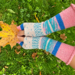 Fingerless Gloves, Arm Warmers, Hand Knit Colored Fingerless Gloves