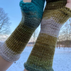 Fingerless Gloves, Arm Warmers, Hand Knit Wool Acrylic fingerless gloves