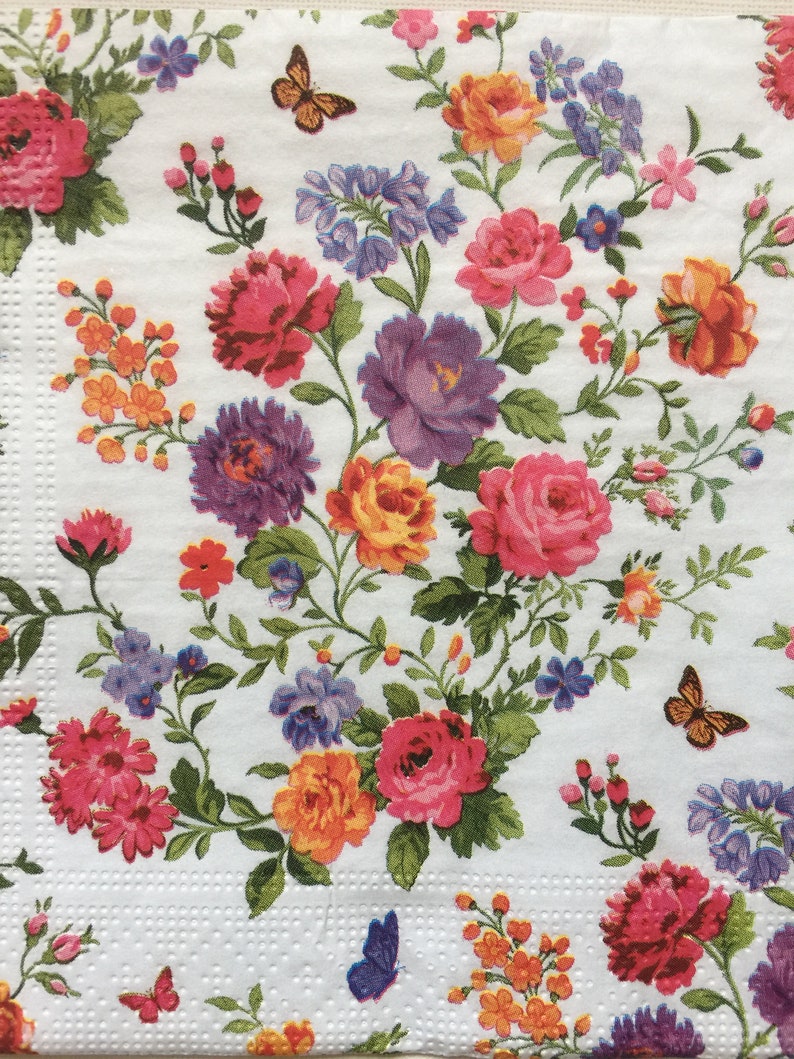 Paper Napkins for Decoupage Set 4 Floral Napkins Small Flowers Etsy