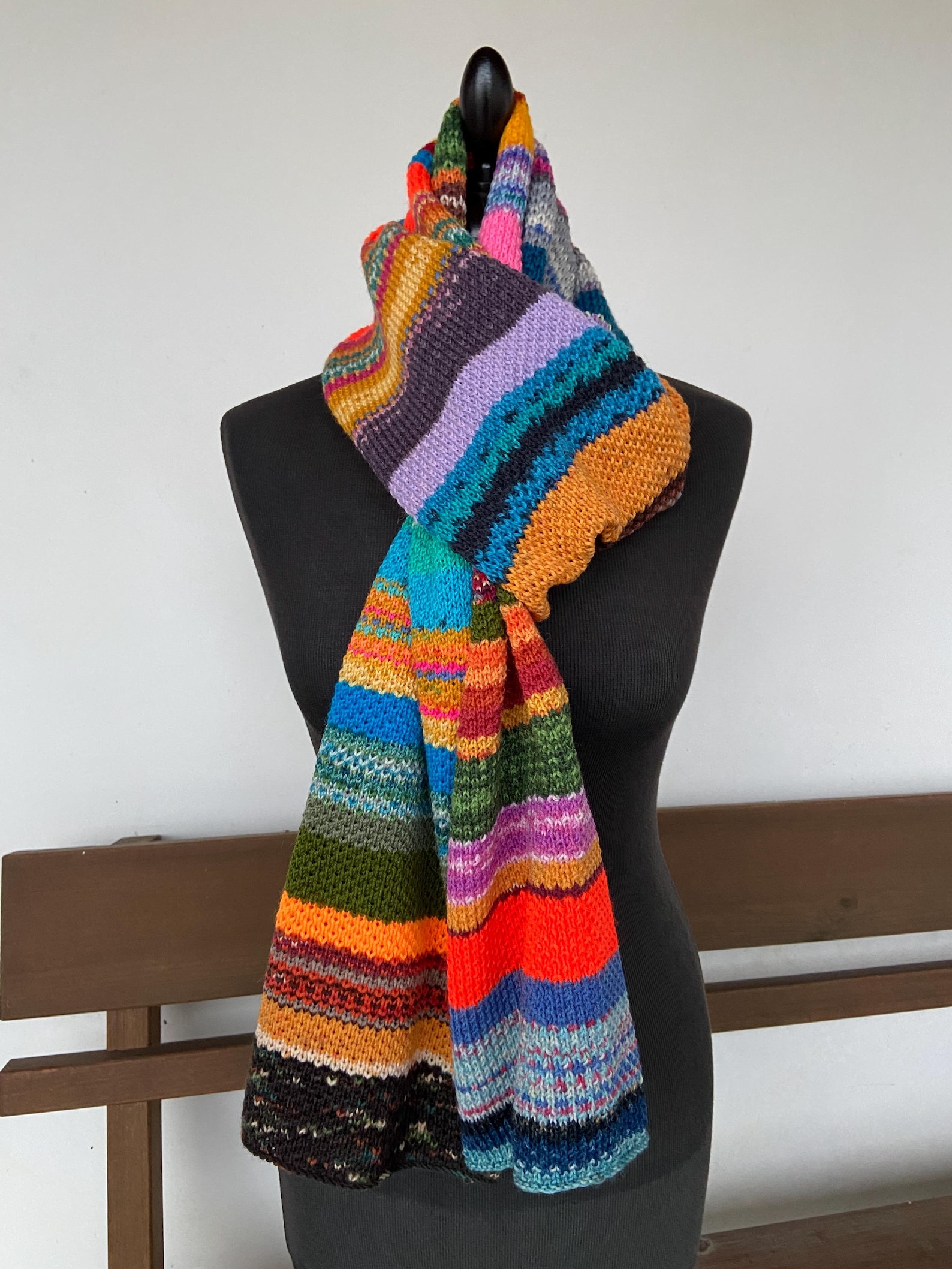 Knitted Multi Color Scarf Women Large Winter Accessory Fashion Colorful ...
