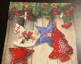 Paper Napkins For decoupage Set 4 Christmas Ornaments Napkins Holiday Napkins