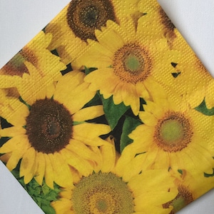 Paper Napkins For Decoupage Set 4 Sunflowers