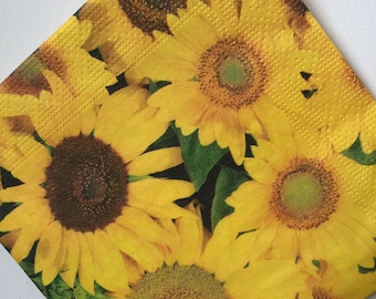 Paper Napkins For Decoupage Set 4 Sunflowers