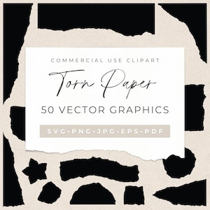50 Clipart vettoriali di carta strappata • svg • png • jpg • eps • pdf • Elementi di design di carta strappata • Download digitale istantaneo per uso commerciale